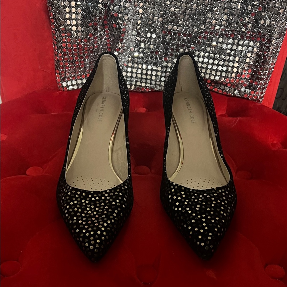 Kenneth Cole Black Studded Heels